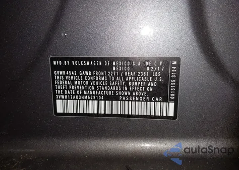 2017 Volkswagen Golf Alltrack Tsi S/Tsi Se/Tsi Sel z USA, uszkodzony, nr VIN 3VWH17AU3HM529104